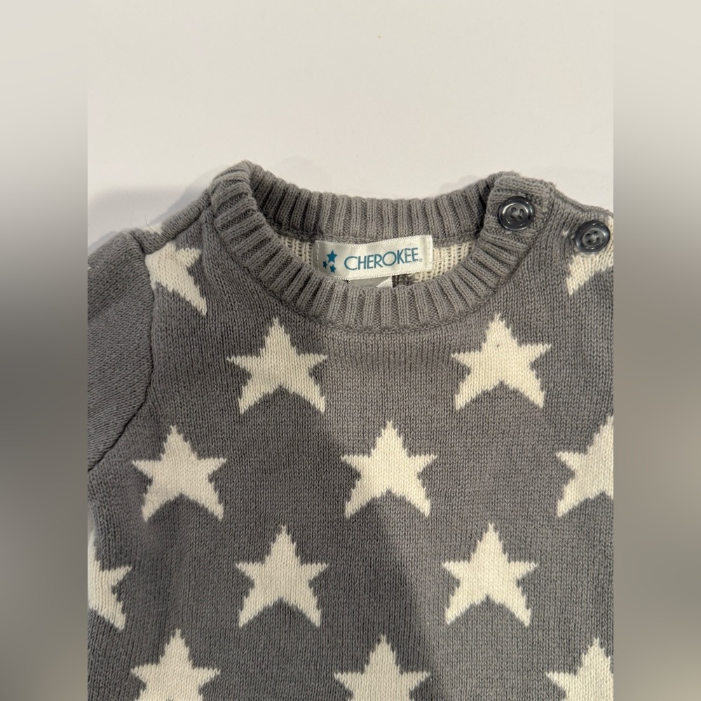 Cherokee sweater, baby 0 to 3 month star print Americana - Picture 2 of 5